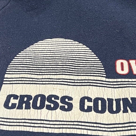 Vintage Overfelt Cross Country Running 1980s Hoodie Blue 80s Sweatshirt - Picture 5 of 6
